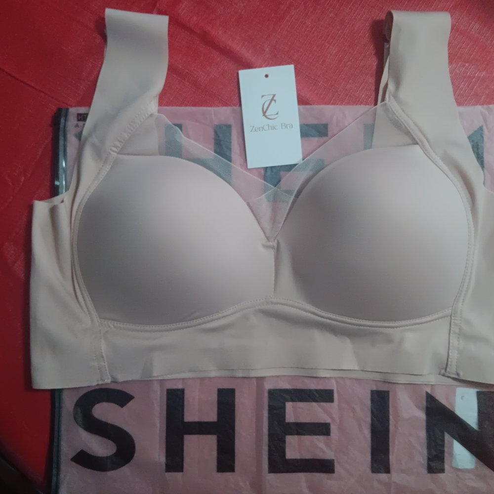 Cream Bra with Molded Cups and Adjustable Straps